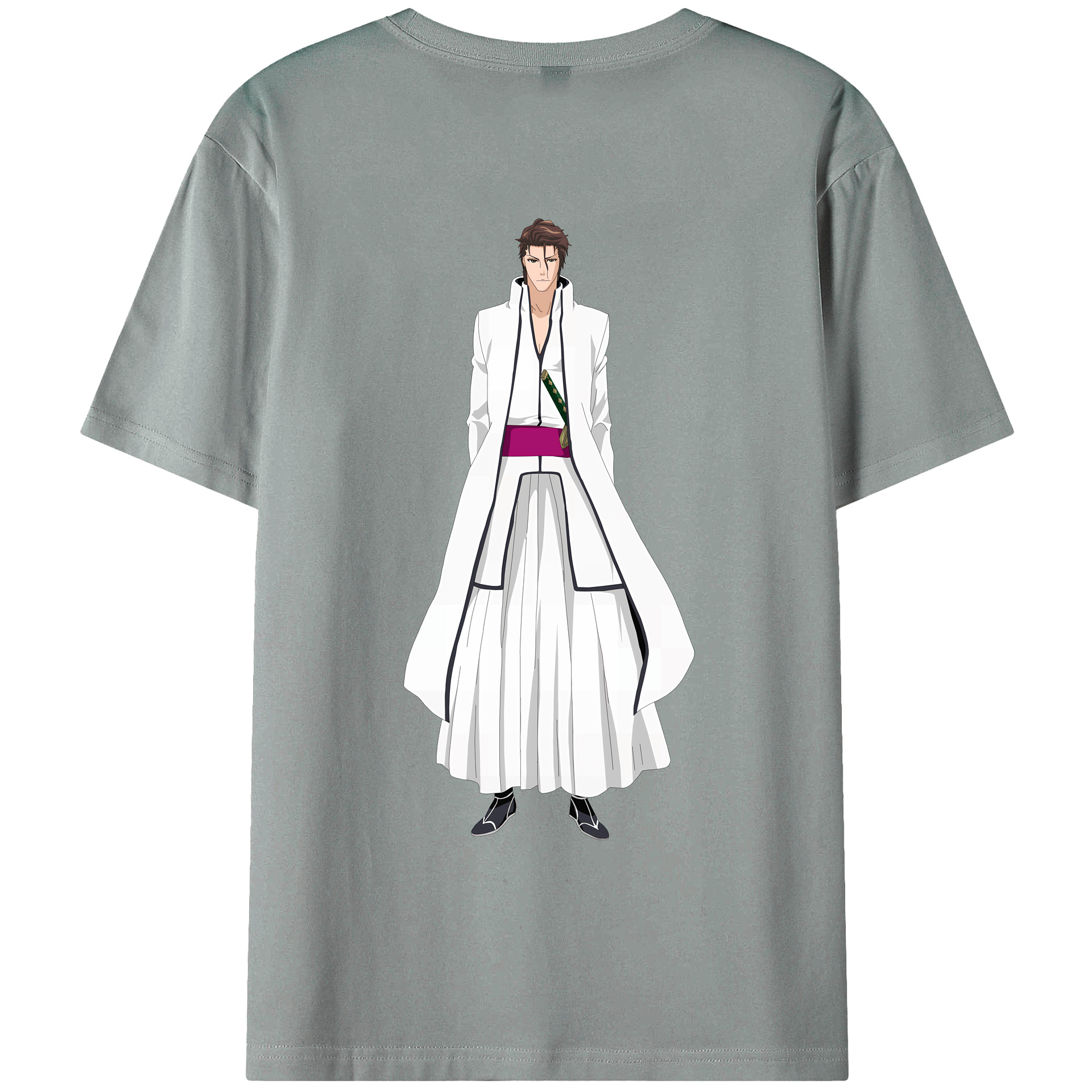 （画像用） ブリーチ 藍染 惣右介（あいぜん そうすけ） BLEACH Aizen Sousuke 綿100％ メンズ半袖Tシャツ（バックプリント） 通気性